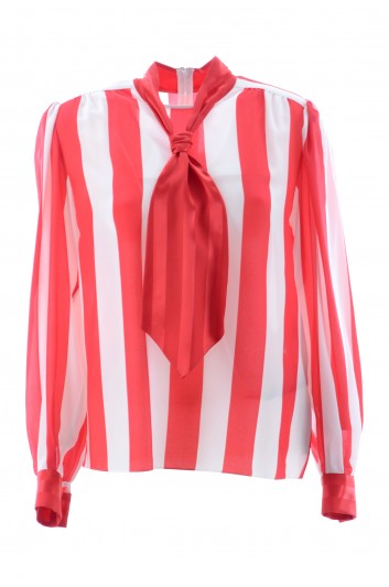 Dolce & Gabbana Women Ribbon Striped Long Sleeves Blouse - F74B0T HS199