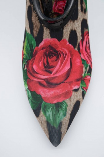 Dolce & Gabbana Zapatos Tacón Leopardo Rosas Mujer - CD1283 AZ423