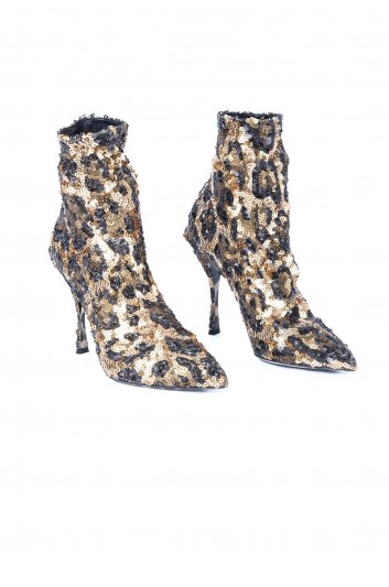 Dolce & Gabbana Women Sequins Animal Print Heeled Booties - CT0479 AZ798