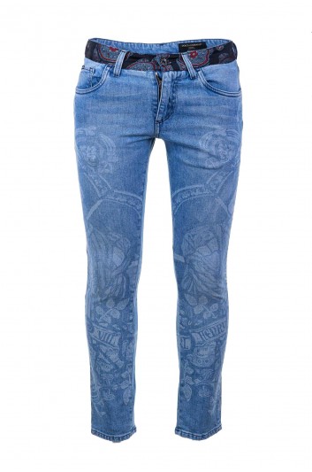 Dolce & Gabbana Pantalón Skinny Estampado Tejano Cintura Combinada Hombre - GYC4LD G8CF3
