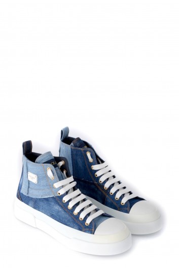 Dolce & Gabbana Women Denim High Patchwork Sneakers - CK1887 AO540