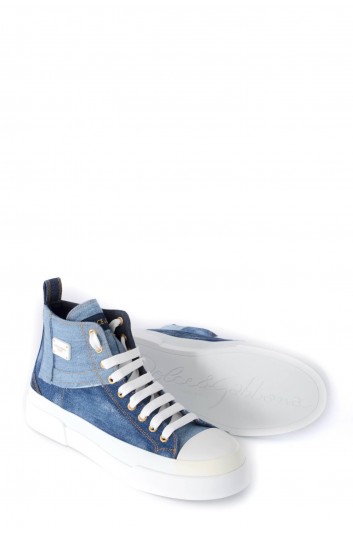 Dolce & Gabbana Women Denim High Patchwork Sneakers - CK1887 AO540