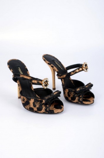 Dolce & Gabbana Women Heeled Print Animal Sandals - CR1008 AX888