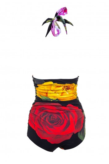 Dolce & Gabbana Bañador Coulotte Cuello V Rosas Mujer - O9A06J FSG2T