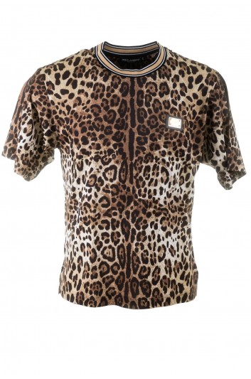 Dolce & Gabbana Camiseta Manga Estampado Animal Corta Hombre - G8MP5T HS7EE