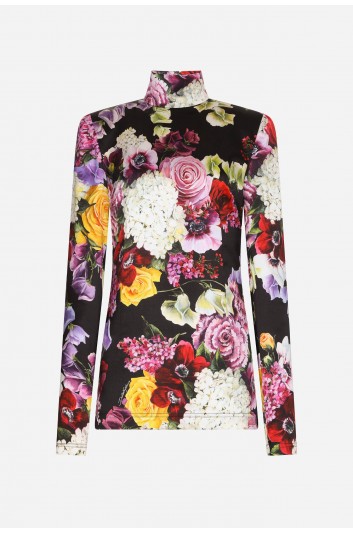 Dolce & Gabbana Women Flowers High Neck Top - F757ET FSIAS