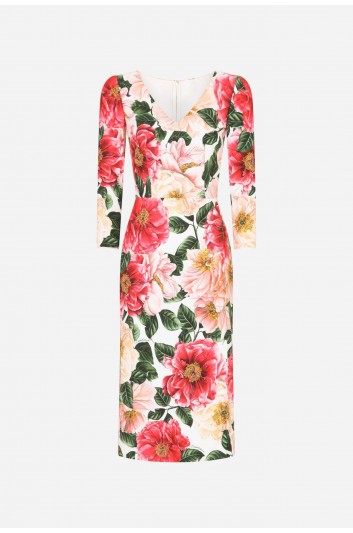 Dolce & Gabbana Women V-Neck Flowers Mid-Length Dress - F6I6QT FSRMU