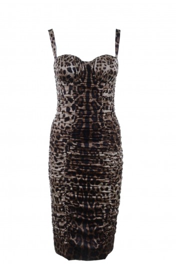 Dolce & Gabbana Vestido Medio Leopardo Tirantes Mujer - F6C1JT FSAXY