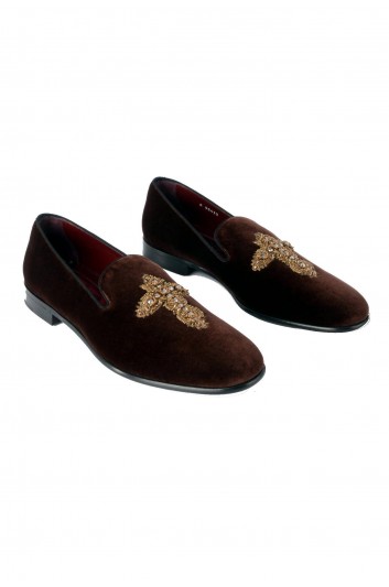 Dolce & Gabbana Men Velvet Jewels Cross Loafers - A50432 AO255