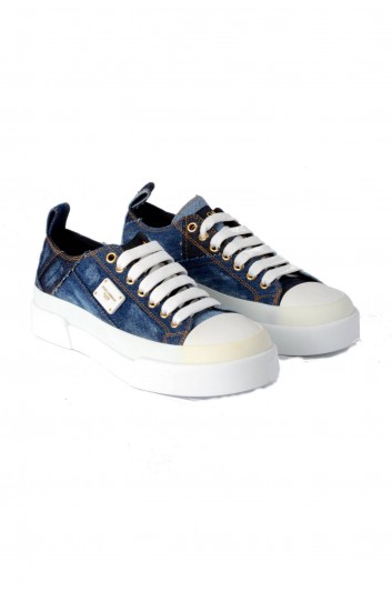 Dolce & Gabbana Women Patchwork Jeans SNK Sneakers - CK1886 AO540