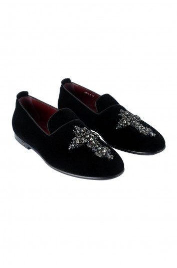 Dolce & Gabbana Men Velvet Jewels Cross Loafers - A50312 AU488