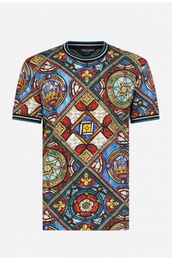 Dolce & Gabbana Men Stained Glass Window Print Short Sleeve T-shirt - G8KC0T FS7TU