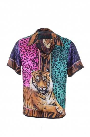 Dolce & Gabbana Camisa Tigre Estampado Animal Manga Corta Hombre - I5772M FI192