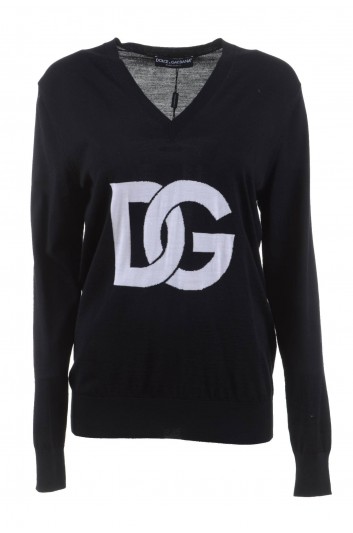 Dolce & Gabbana Women V-Neck DG Logo Jumper - FXG94T JBVN4