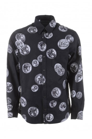 Dolce & Gabbana Camisa Estampado Monedas Manga Larga Hombre - G5IY3T GG473